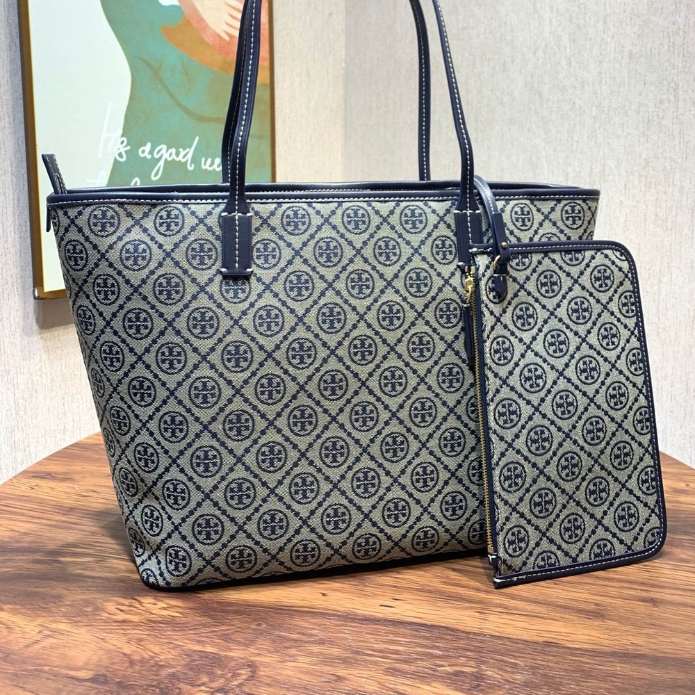 Tory Burch Monogram Tote Bag Large Laptop Work Chic